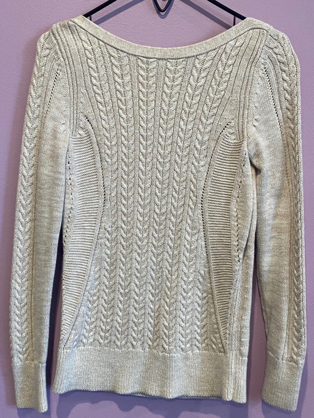 Banana Republic Cable Knit Oatmeal Cream Sweater Long Sleeve Size S